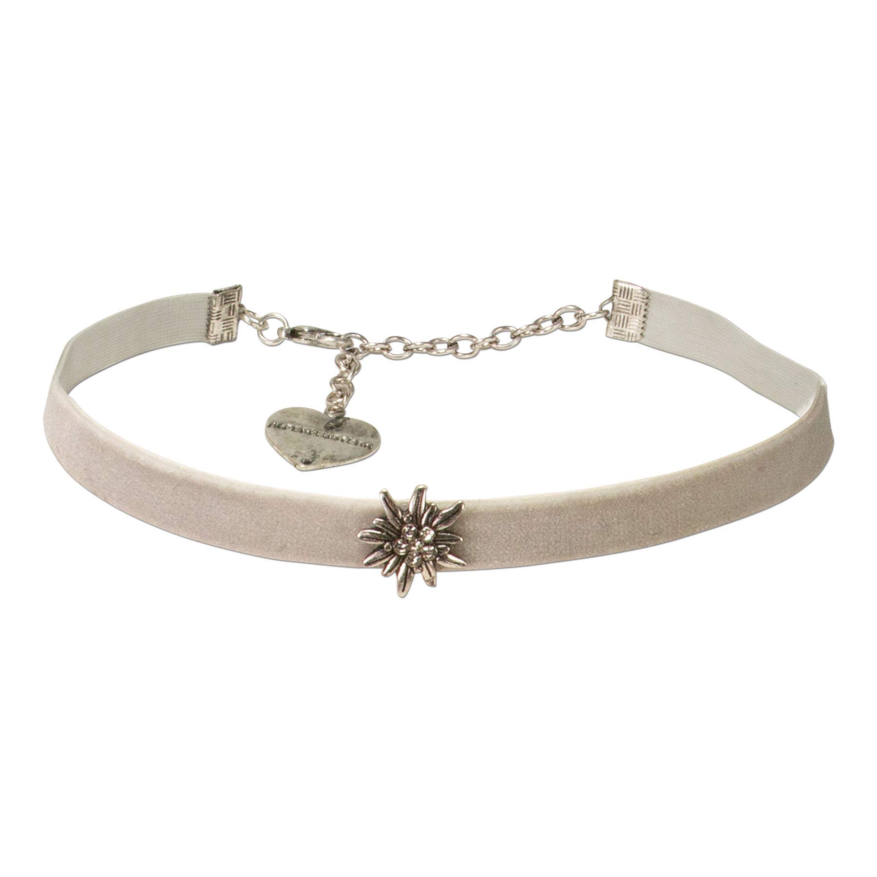 Alpenflüstern DAHEIM Kropfband Edelweiss Mini Samt Hell-Blau Choker