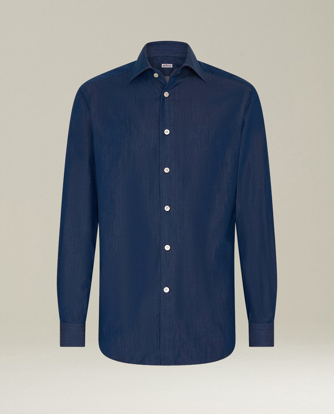 Kiton Shirts Blue Denim Hemd 40 blaue Baumwolle