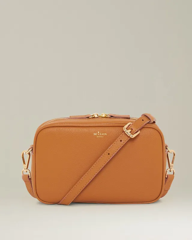 Kiton Bags Big Borsa Vitello Umhängetasche Camel Leder