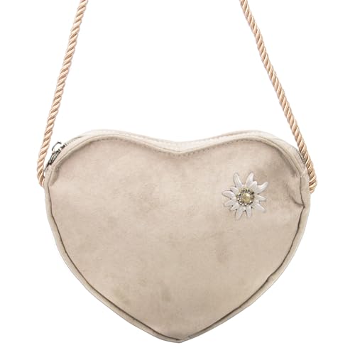 Alpenflüstern Daheim DTA103 Herztasche Taipe-grau Edelweiß