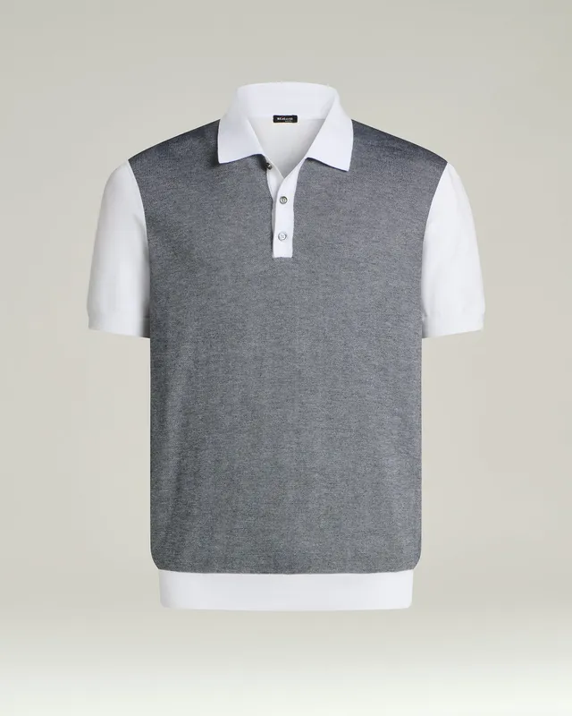 Kiton Polo T-Shirt Baumwolle Kontrast Herren Polohemd