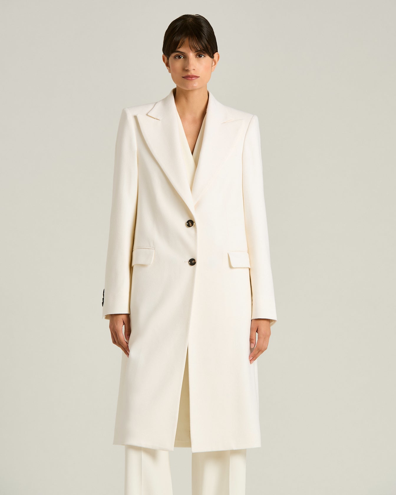Kiton Outerwear Pure Cashmere Mantel Weiß Größe 48