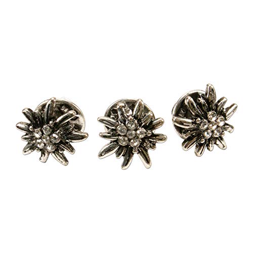 Alpenflüstern DAHEIM Pins Edelweiss mini 3er-Set silber