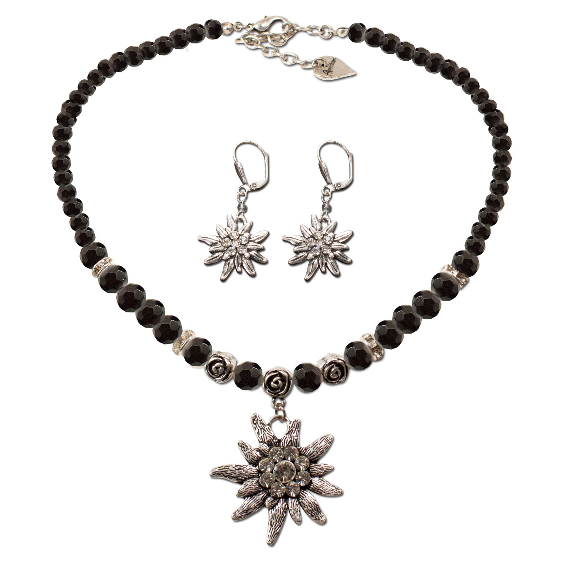 Alpenflüstern DAHEIM Perlen-Set SET011 Kette Ohrringe schwarz