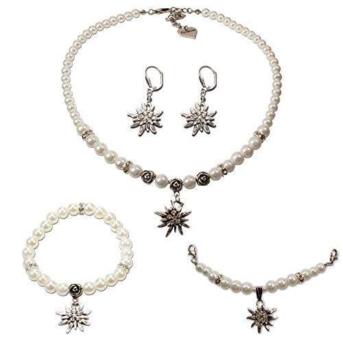 Alpenflüstern DAHEIM SET048 Trachtenset creme-weiß Edelweiß
