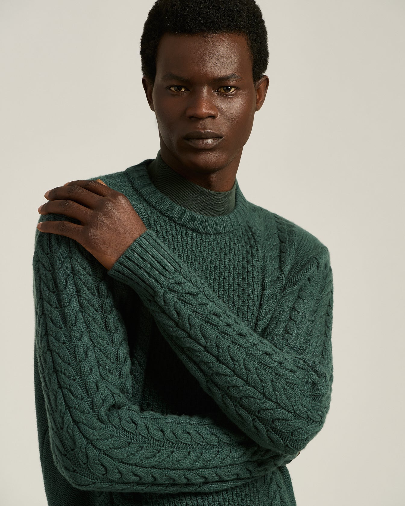 Kiton Knitwear Zopfstrick Pullover Kaschmir Grün Gr. M