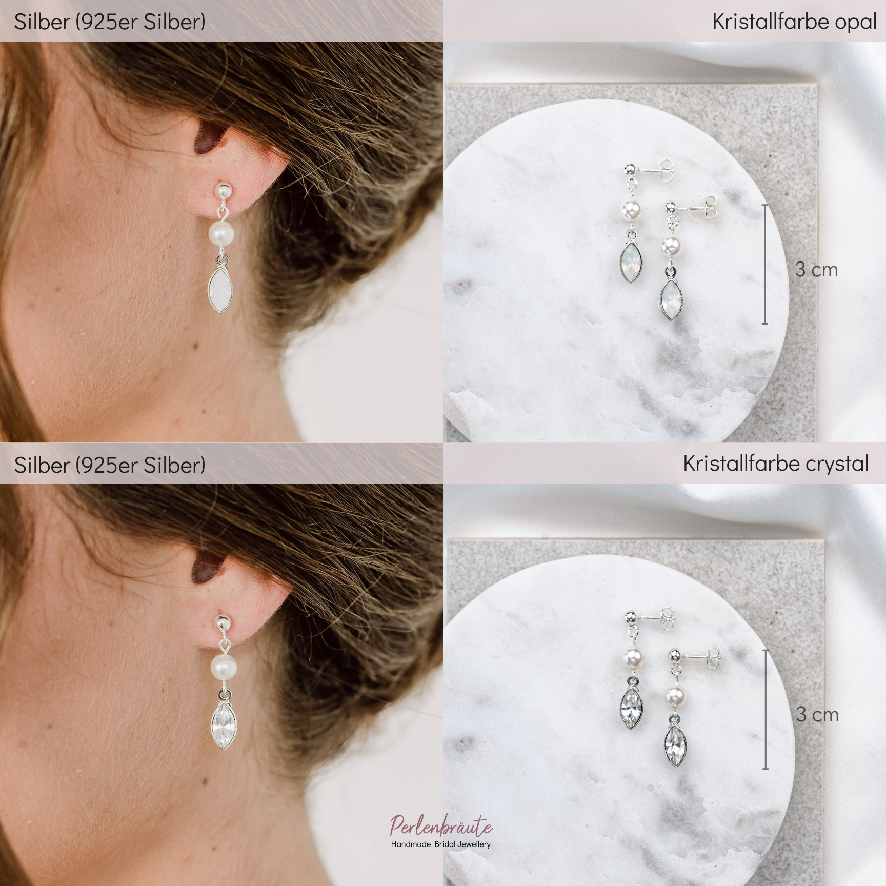 Perlenbräute Kylie Ohrringe Gold Perle Kristall white opal