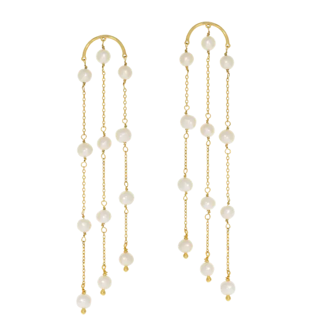 Juvelan Eliza Statement Perlenohrringe Gold 9 cm