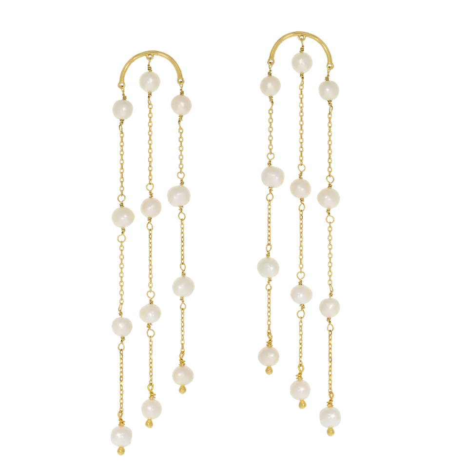 Juvelan Eliza Statement Perlenohrringe Gold 9 cm