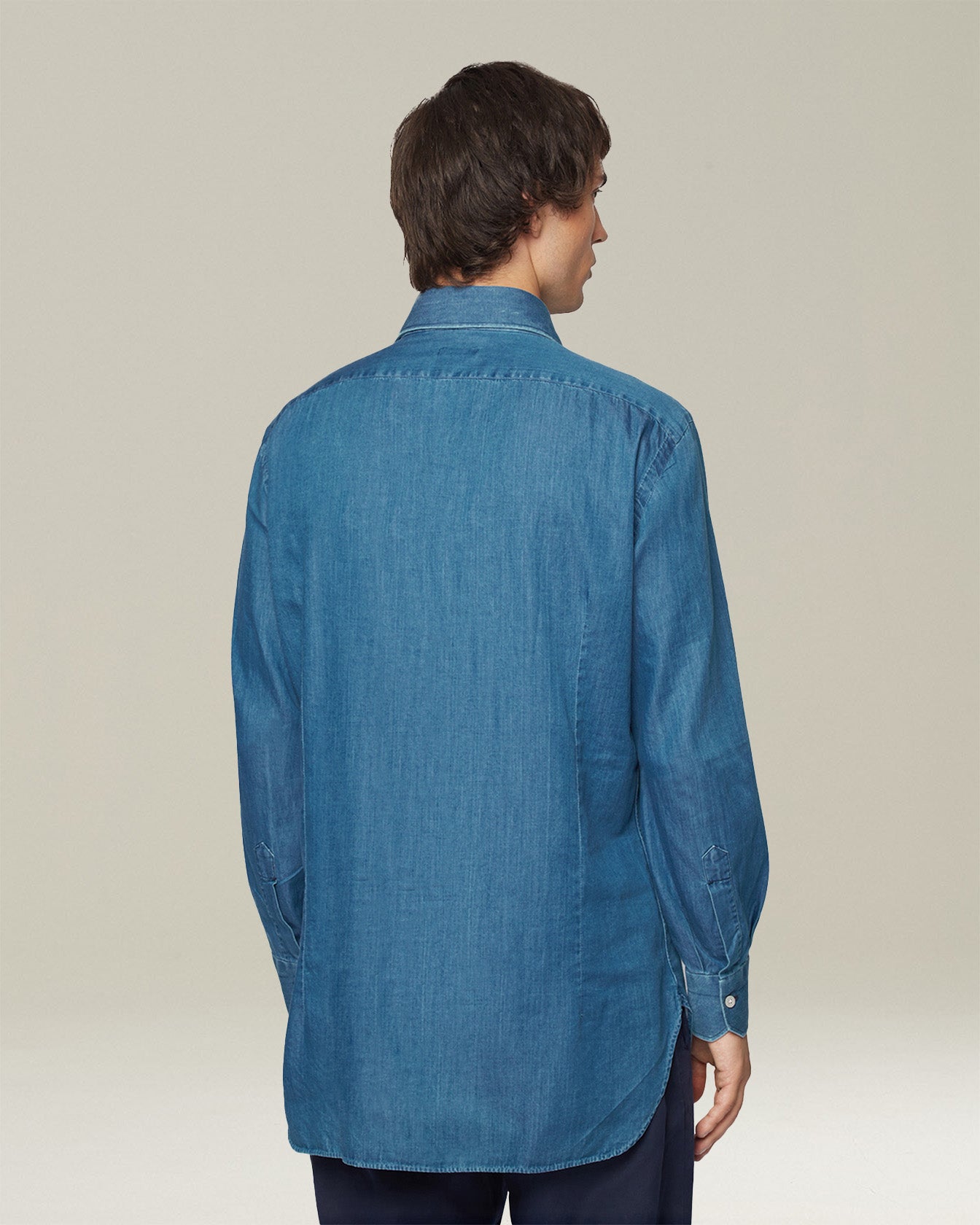 Kiton Jeanshemd Denim Herren 39 Hemd Perlmutt