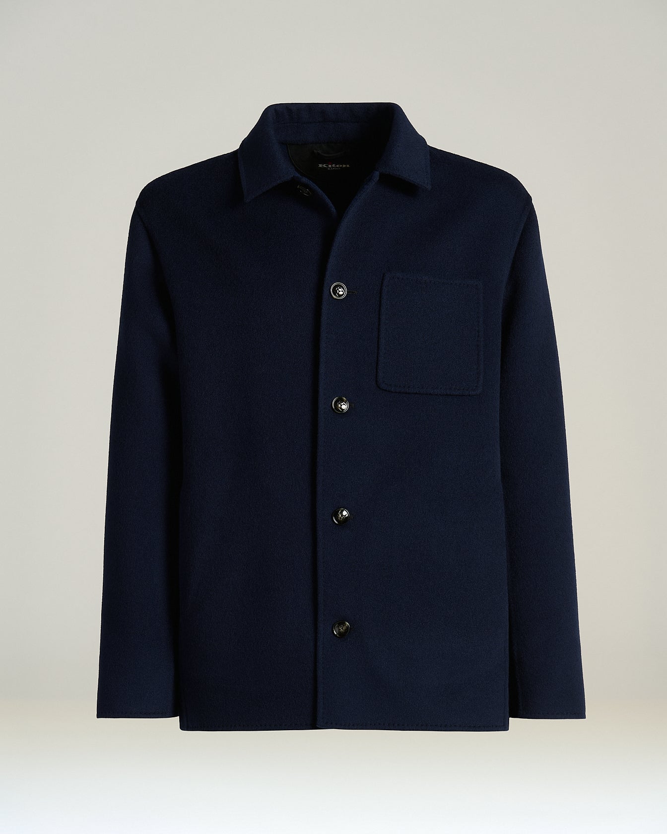 Kiton Blue Wool Cashmere Overshirt Jacke Blau 50