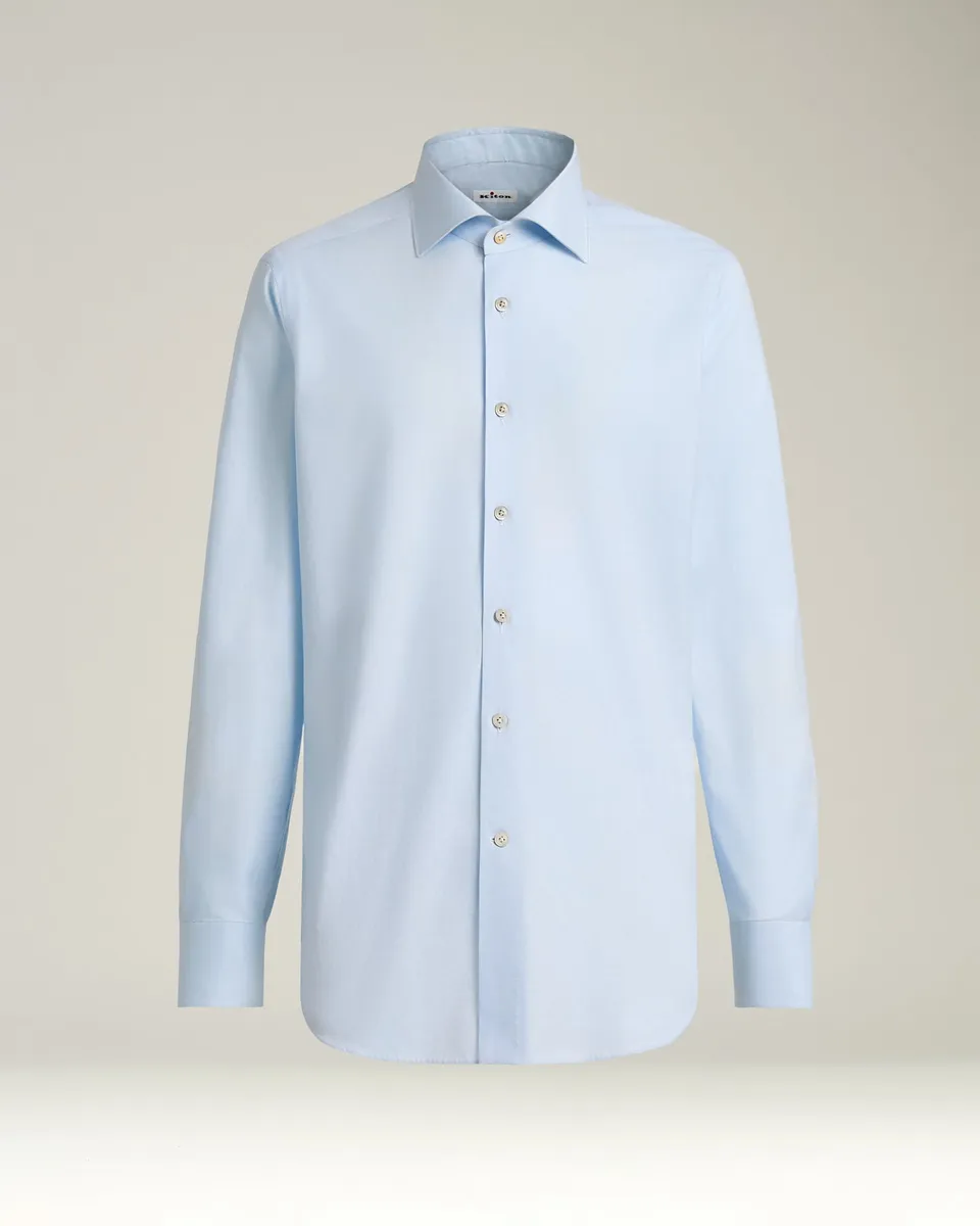 Kiton Sky Blue Cotton Hemd hellblau Button-Down