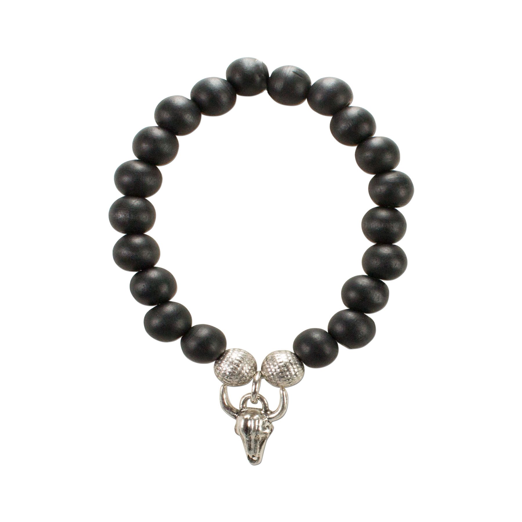 Alpenflüstern DAHEIM Holzperlen-Armband Stierkopf schwarz