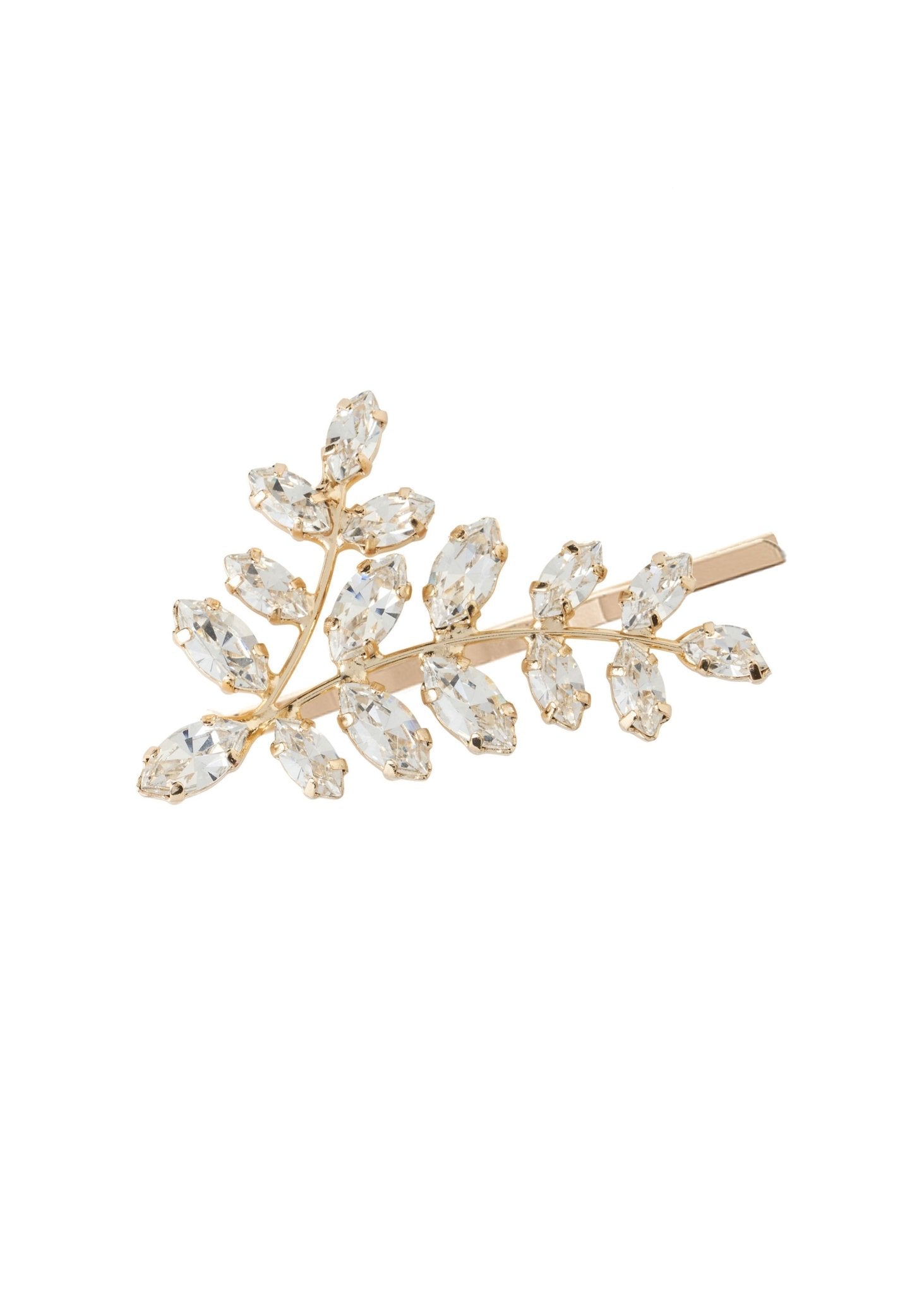 Elizabeth Bower Eden Haarnadel Gold Kristall Blatt