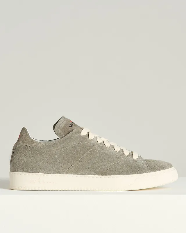 Kiton Shoes Gray Suede Sneakers Sneaker Grau Kontrastnaht