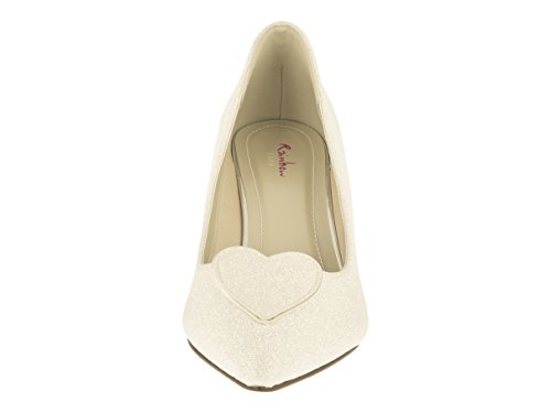Rainbow Club Embellished Birdy Pumps Ivory Satin Glitzer bequem