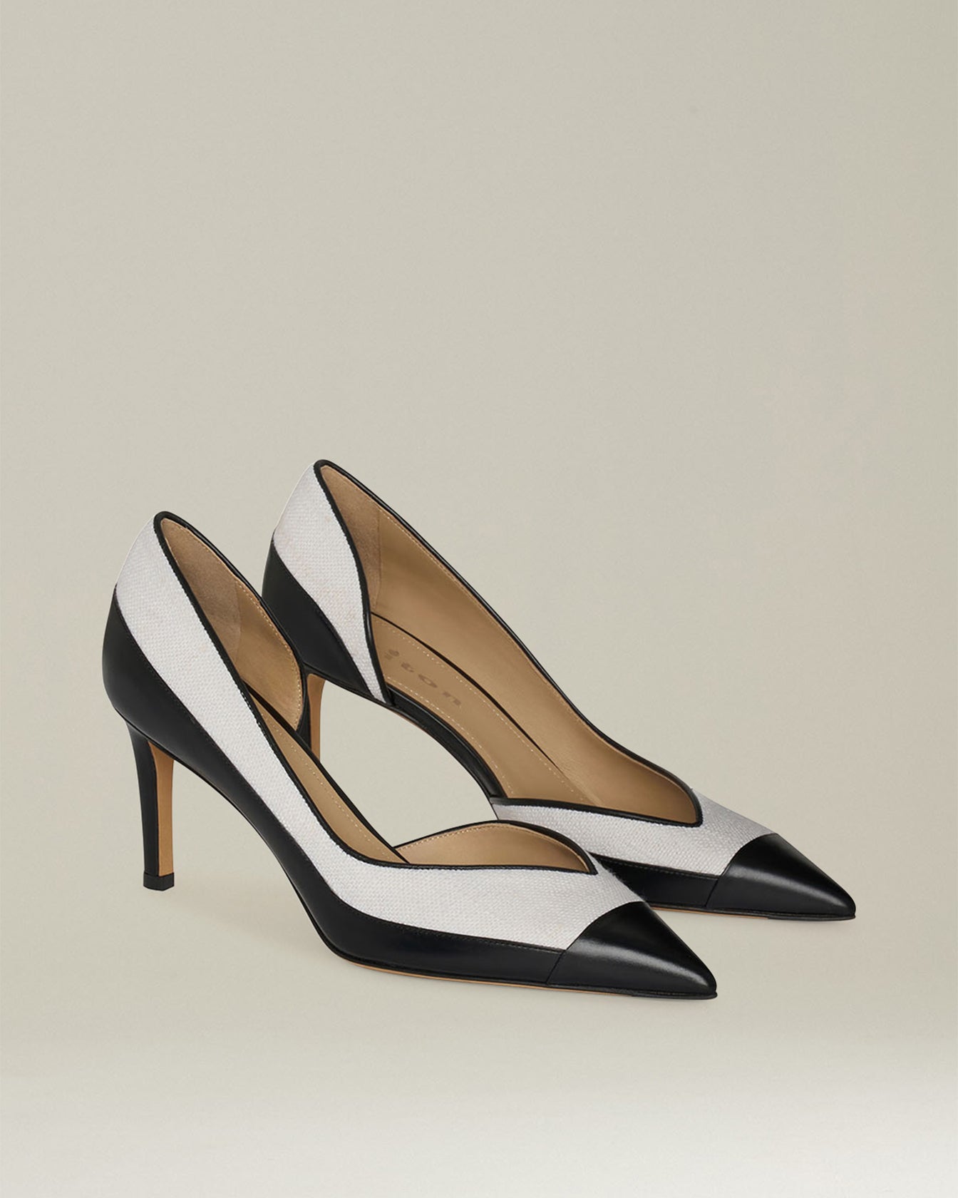 Kiton Pumps Leder schwarz Canvas Absatz 7cm Gr.38