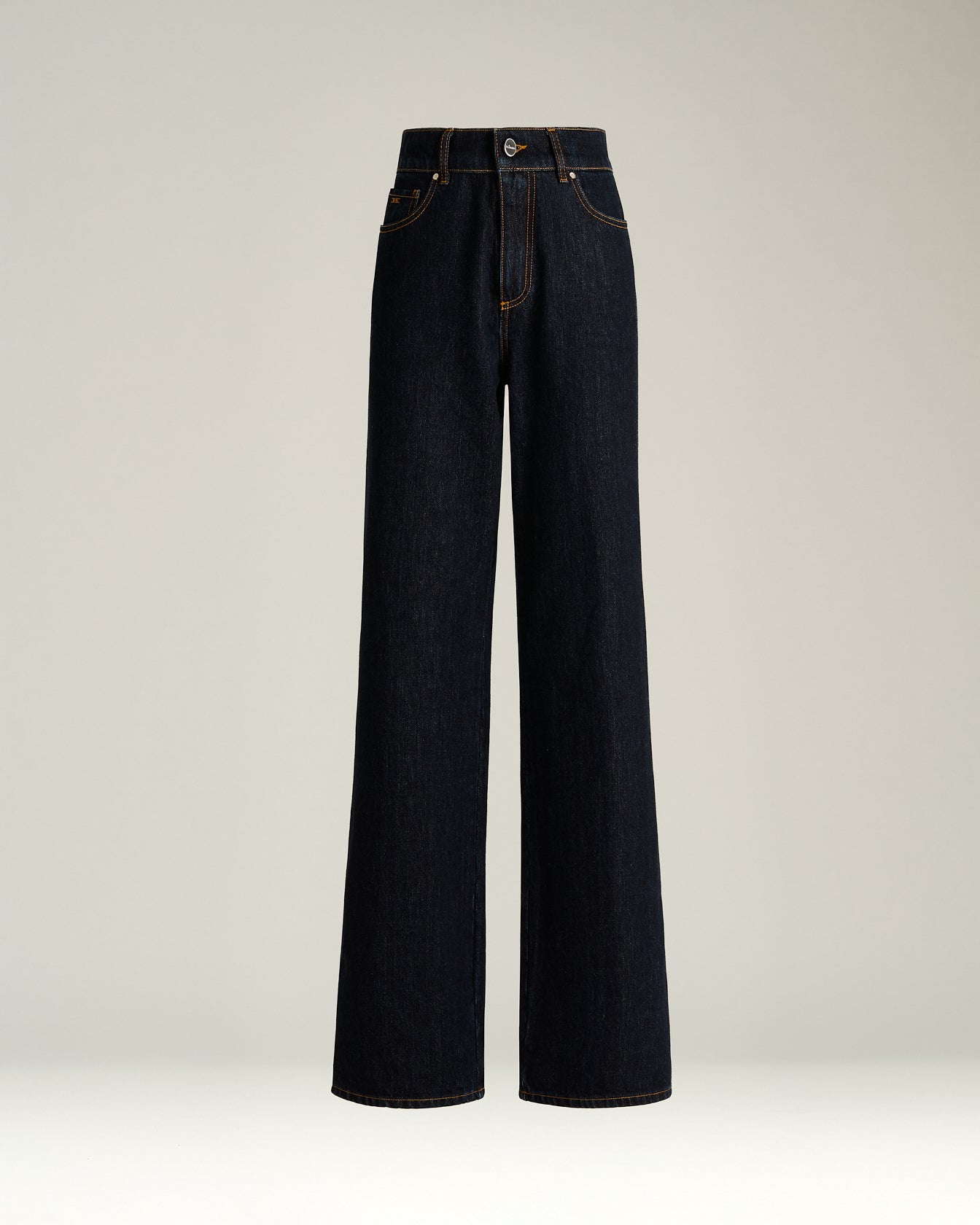 Kiton Jeans High-Waist Palazzo Jeans Dunkelblau Baumwolle