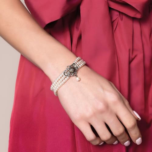 Alpenflüstern DAHEIM Hedwig DAB058 Perlenarmband creme-weiß 3-reihig