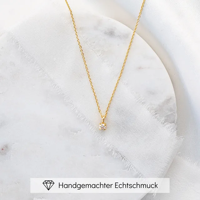 Perlenbräute Sanna Halskette Hochzeit Gold Zirkonia 45 cm