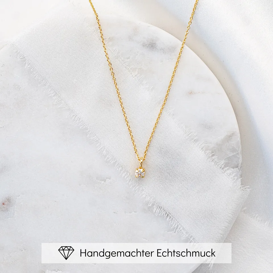 Perlenbräute Sanna Halskette Hochzeit Gold Zirkonia 45 cm