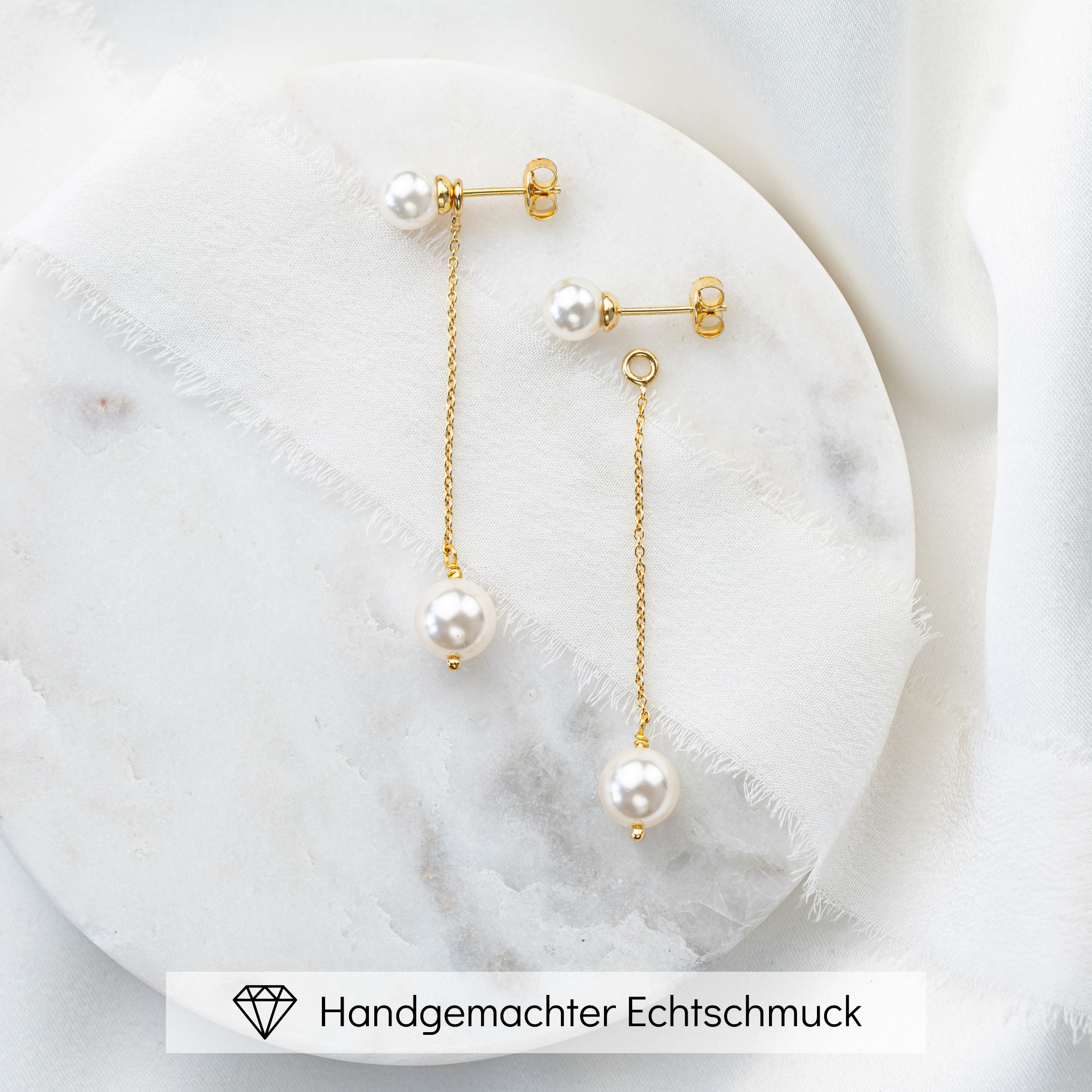 Perlenbräute Ohrringe Sam Hängeohrringe Gold 5cm Perlen