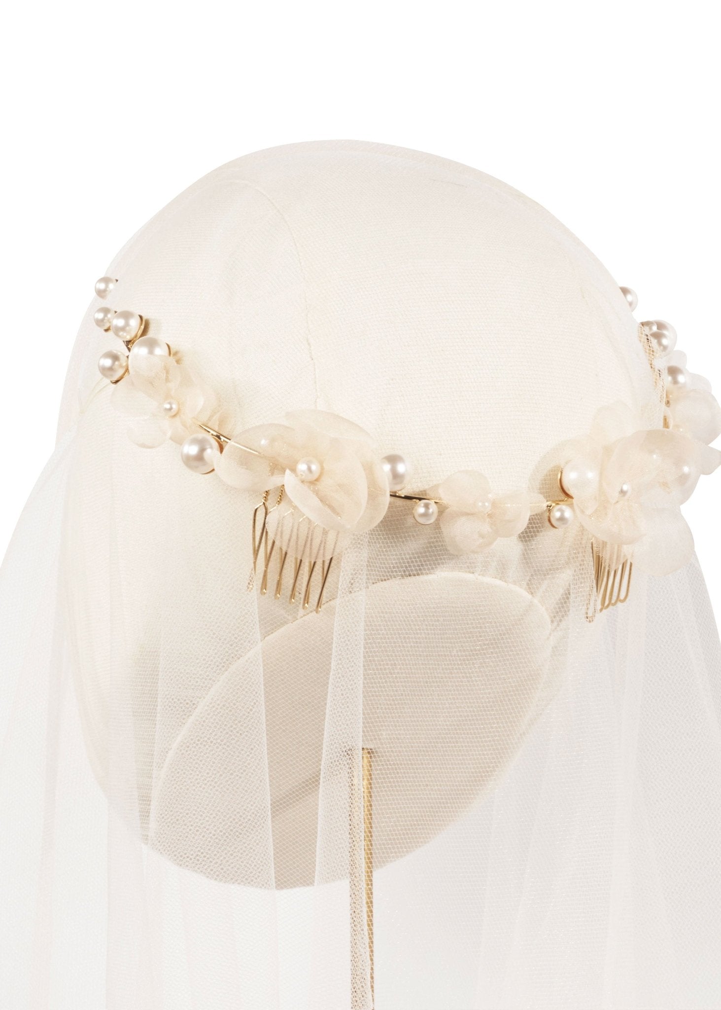Elizabeth Bower Flutter Pearl Garland Haarkamm Ivory