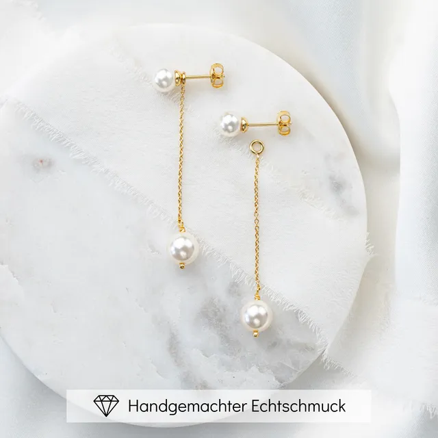 Perlenbräute Ohrringe Sam Hängeohrringe Gold 5cm Perlen