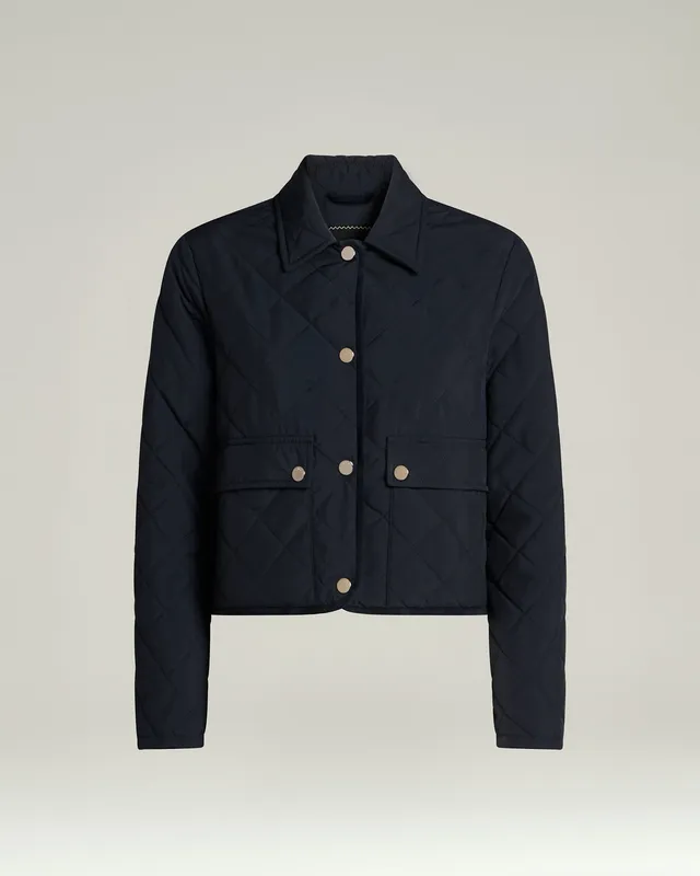 Kiton Quilted Blue Daunenjacke gesteppt Kalbsleder blau