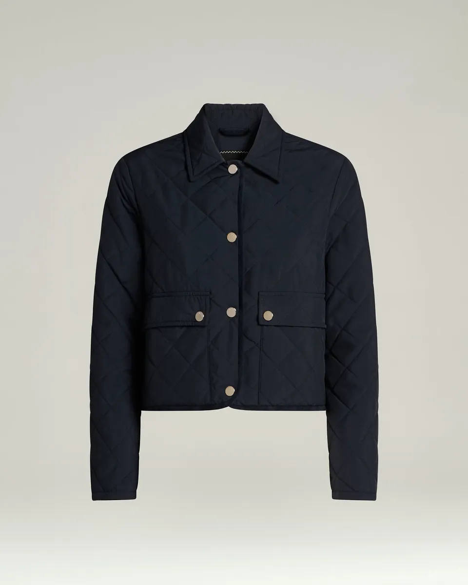 Kiton Quilted Blue Daunenjacke gesteppt Kalbsleder blau