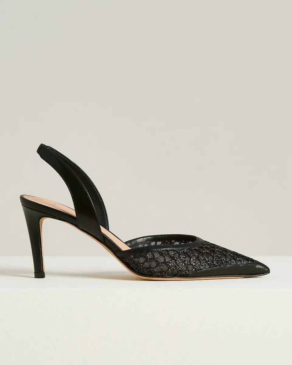 Kiton Slingback Pumps Schwarz Kalbsleder Gr. 38