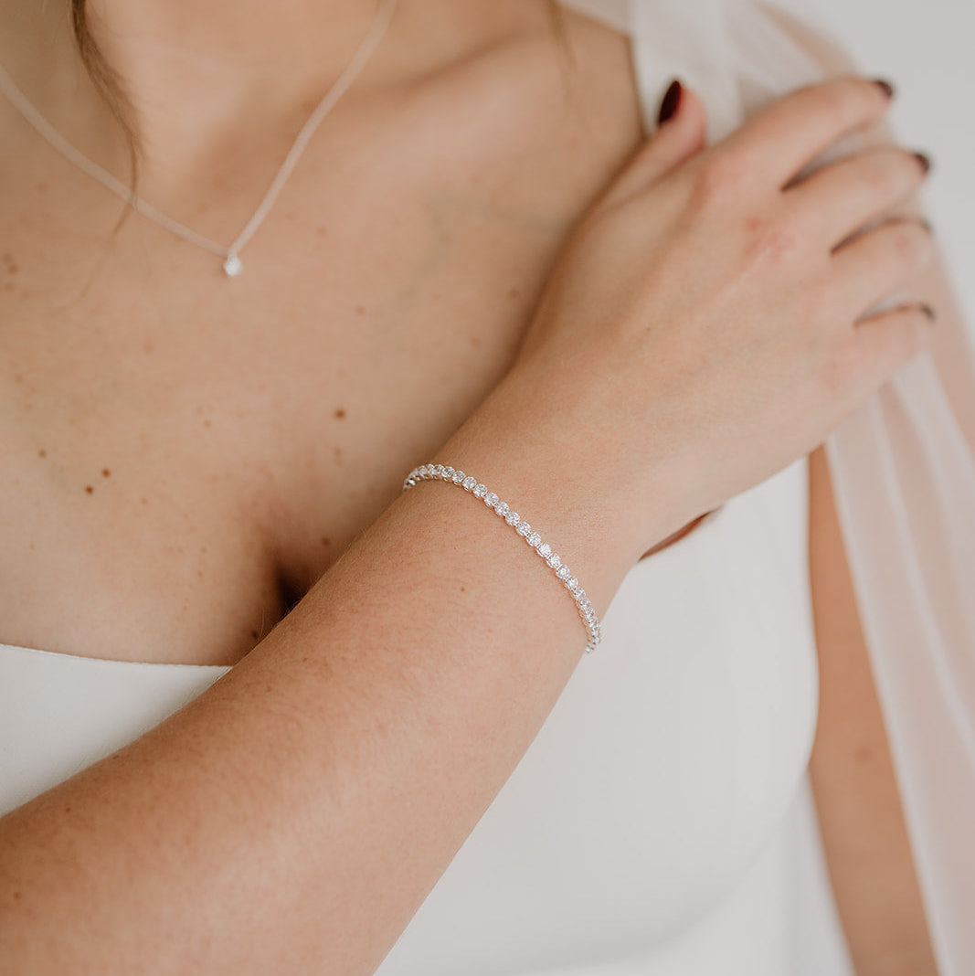 Perlenbräute Sanna Tennisarmband Gold 16-19cm mit Zirkonia