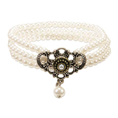 Alpenflüstern DAHEIM Hedwig DAB058 Perlenarmband creme-weiß 3-reihig