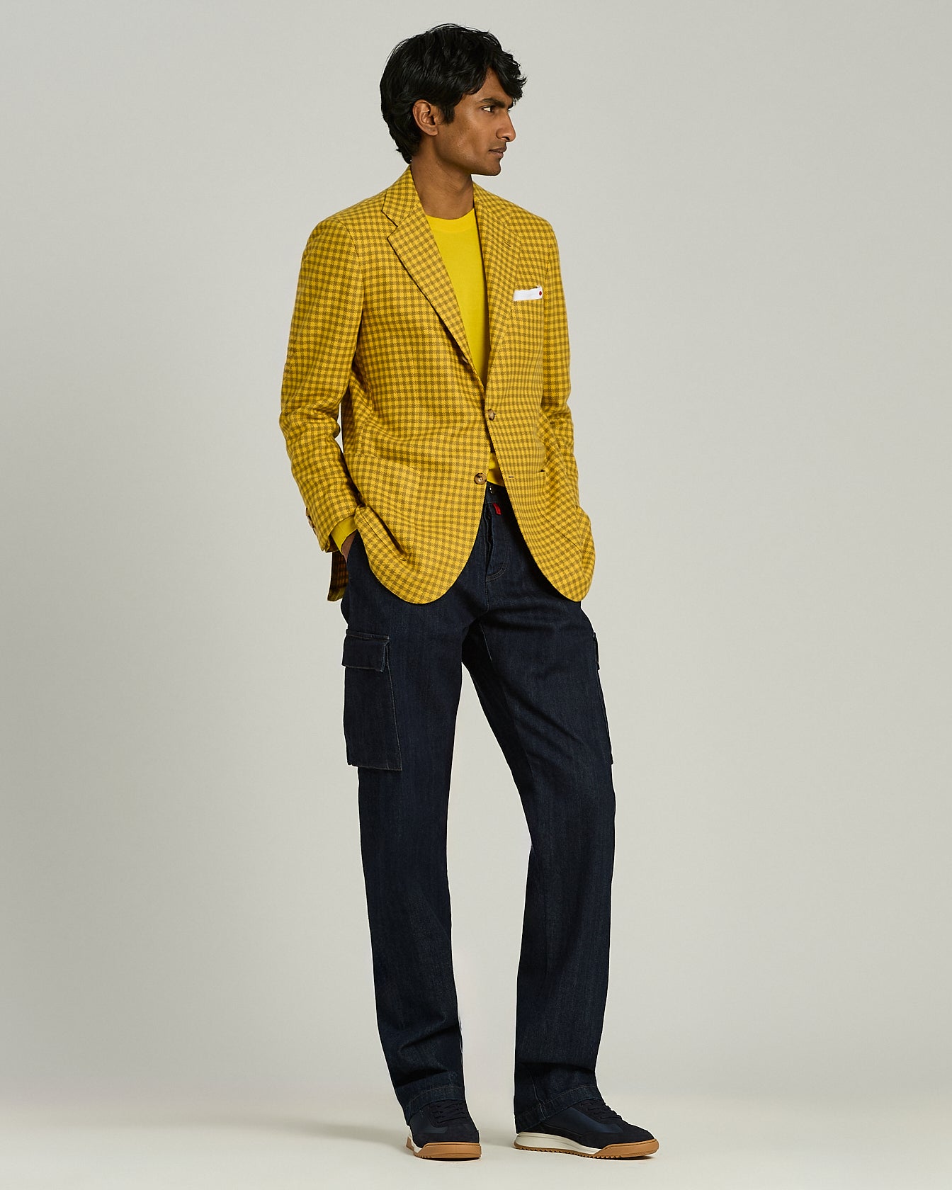 Kiton Jackets Yellow Pure Cashmere Sakko Gr. 50 Karo