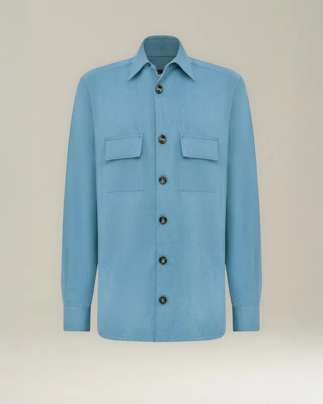 Kiton Shirts Overshirt Cotton Délavé Herren Hemd Denim