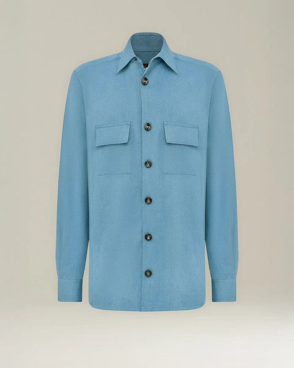 Kiton Shirts Overshirt Cotton Délavé Herren Hemd Denim