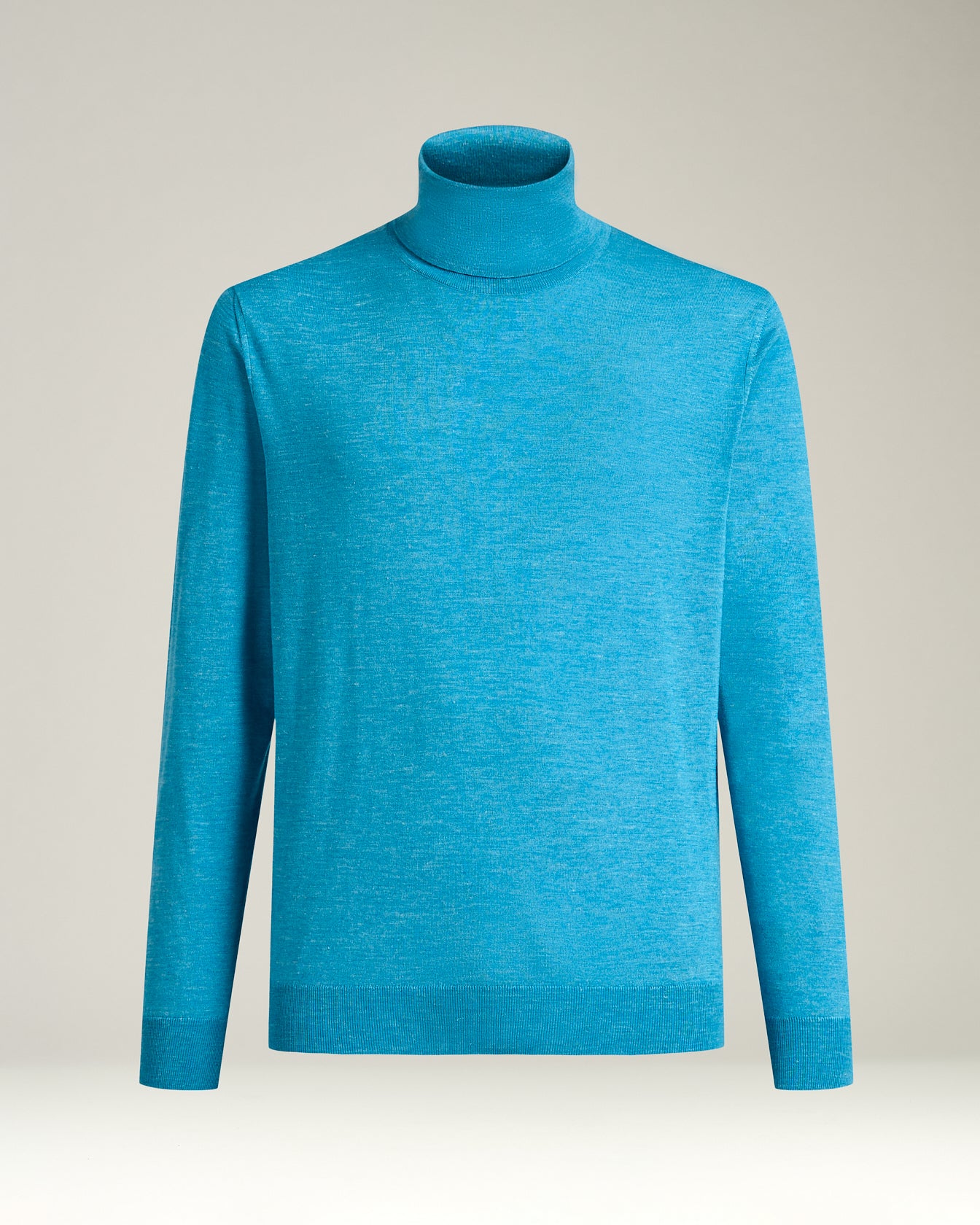 Kiton Sky Blue Turtleneck Seide Wolle Rollkragen Herren