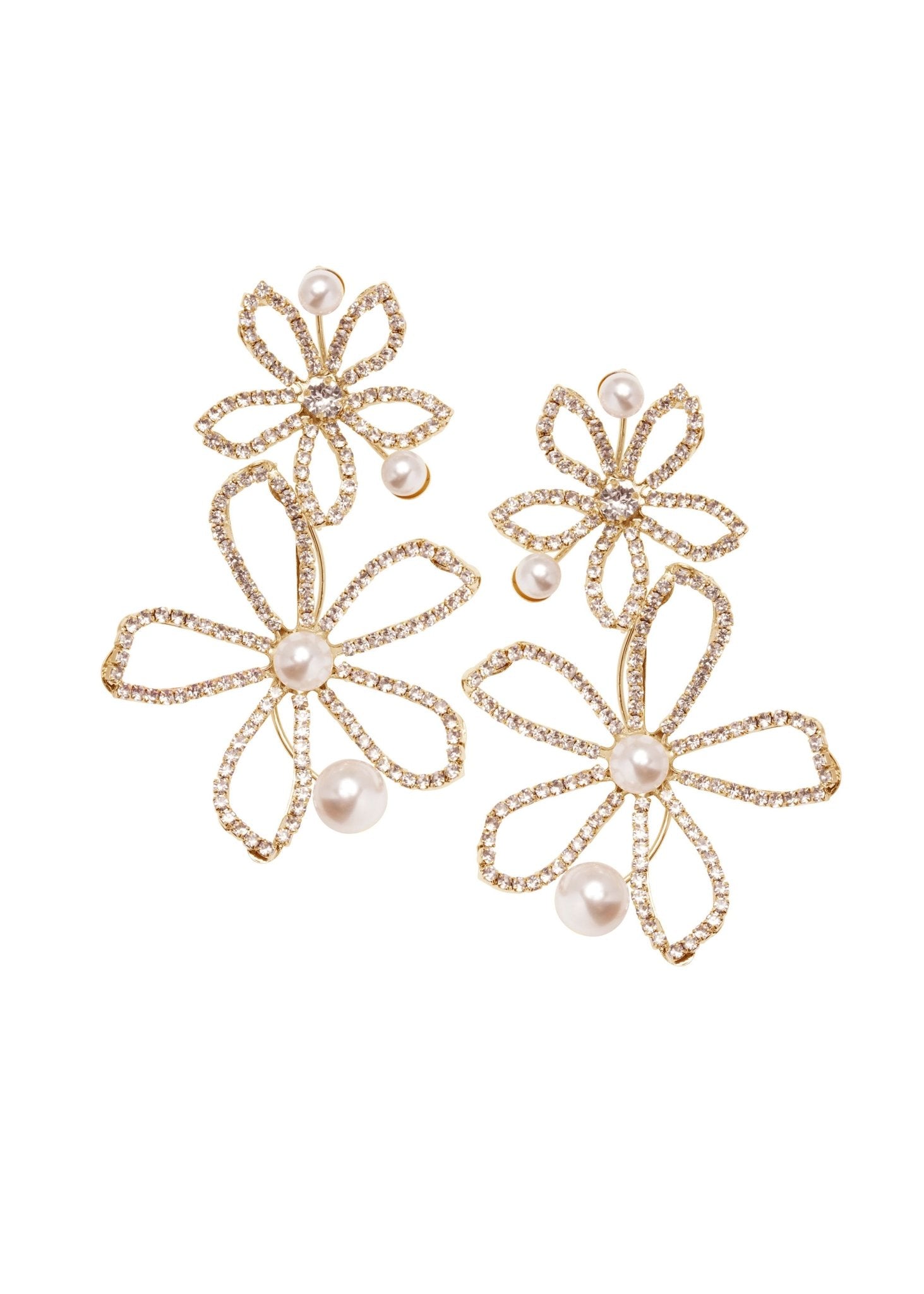 Elizabeth Bower Pavet Pearl Statement Ohrringe Rhodium Clip Braut