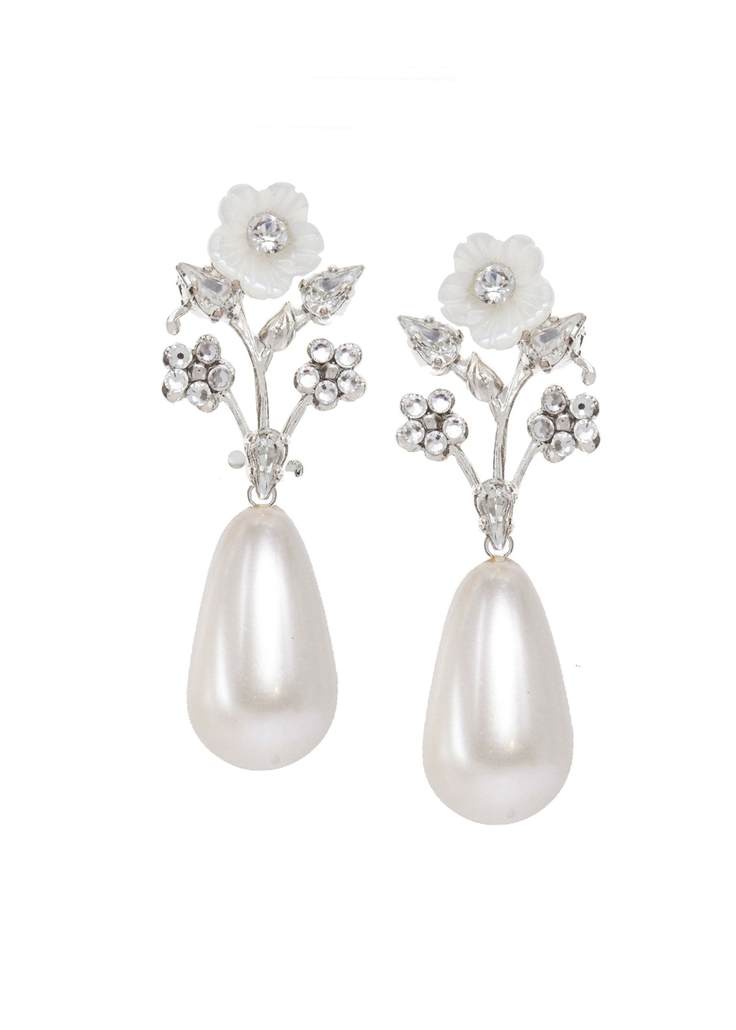Elizabeth Bower Anemone Bauble Ohrringe Rhodium Perlen-Tropfen