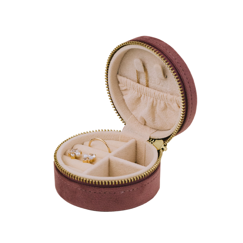 Juvelan Jewelry Case Round Schmuckbox Samt 8x8x4 cm