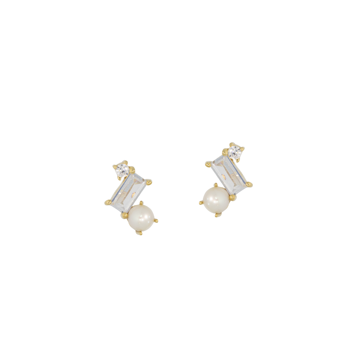 Juvelan Trinity Ohrstecker Silber Perle Kristall 1 cm
