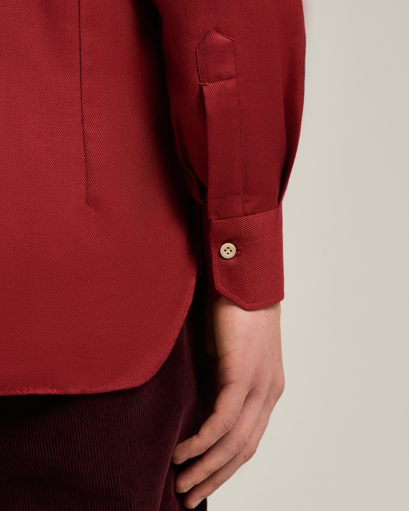 Kiton Flanell Hemd Baumwolle Burgund Größe 40