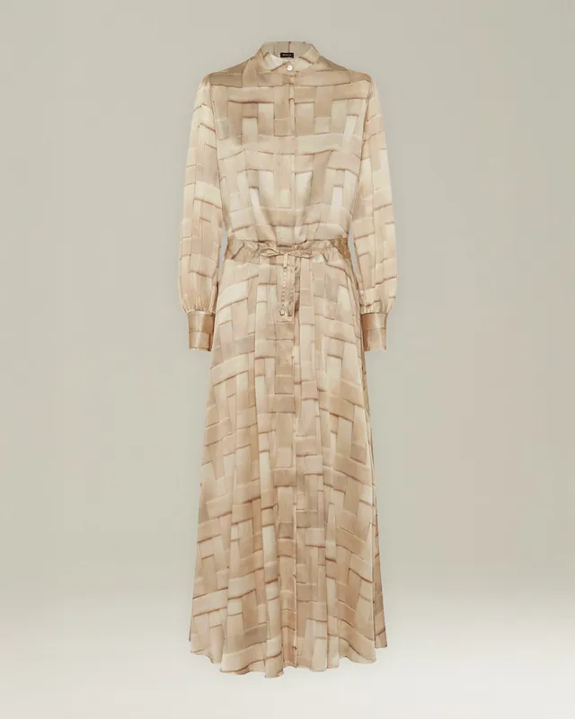 Kiton Dresses Silk Chemisier Kleid 36 Seide Soft Cubes