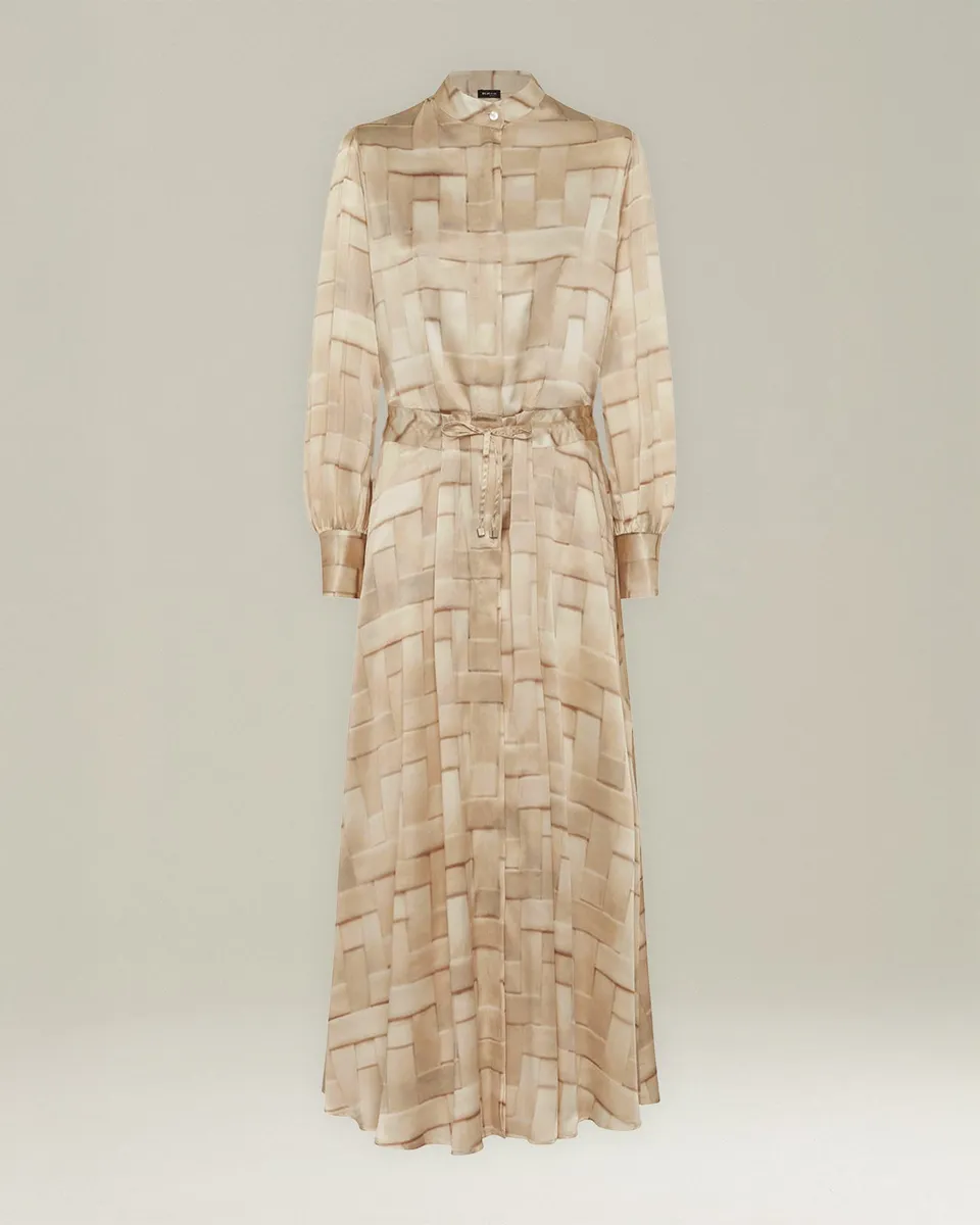Kiton Dresses Silk Chemisier Kleid 36 Seide Soft Cubes