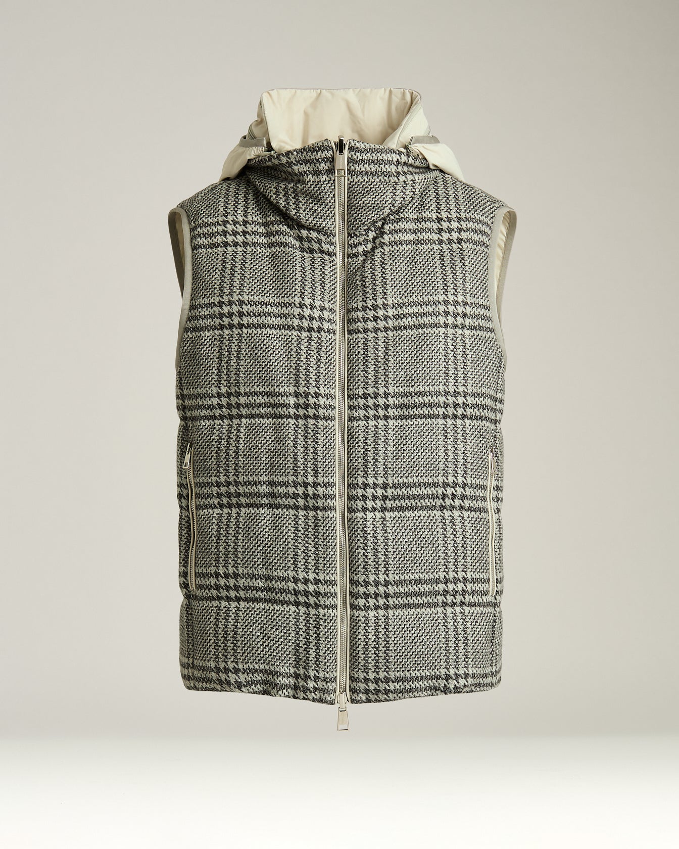 Kiton Gilet Wende Weste Seide Gr. 42 mit Kapuze