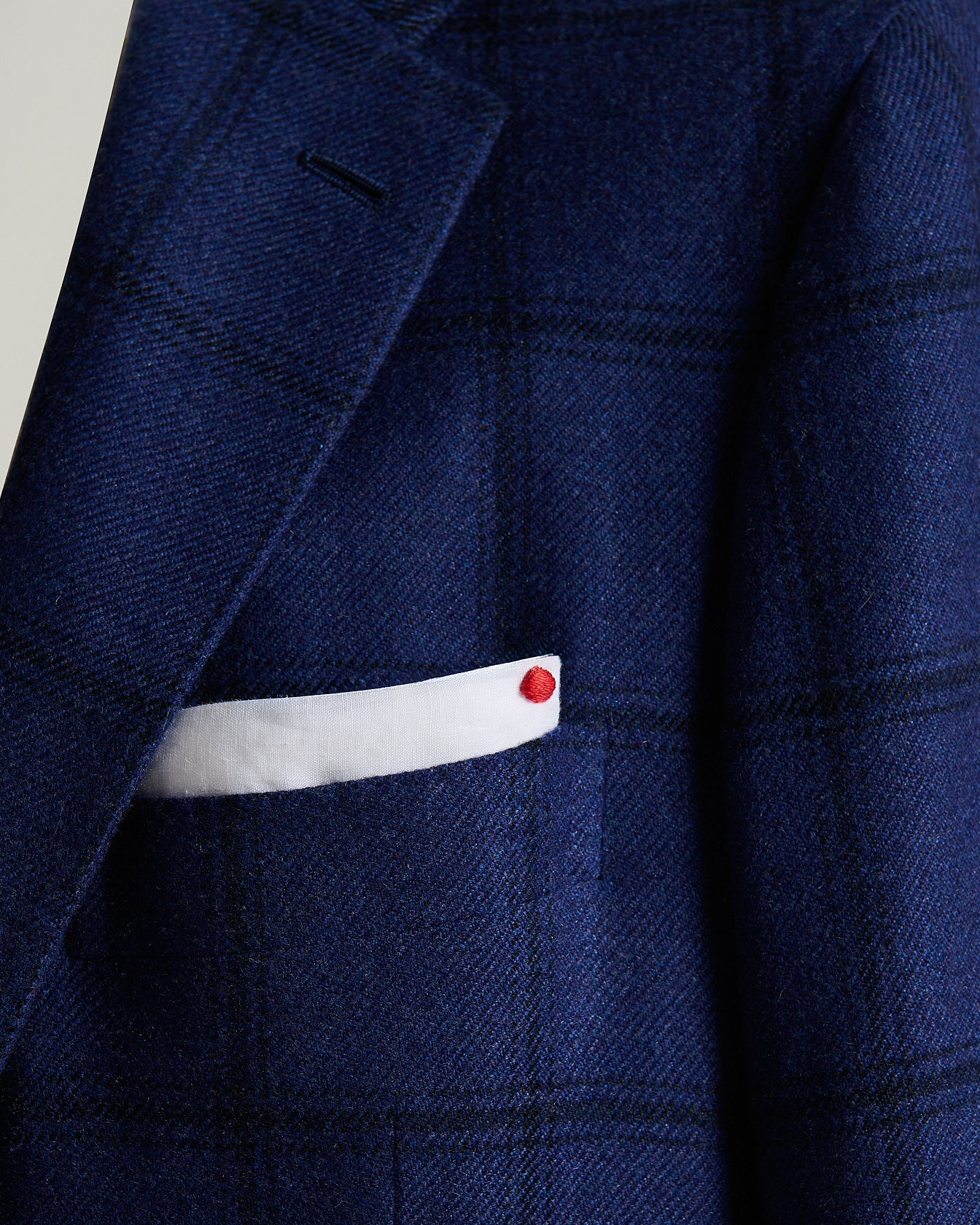 Kiton Blue Checked Pure Cashmere Sakko Kaschmir kariert blau