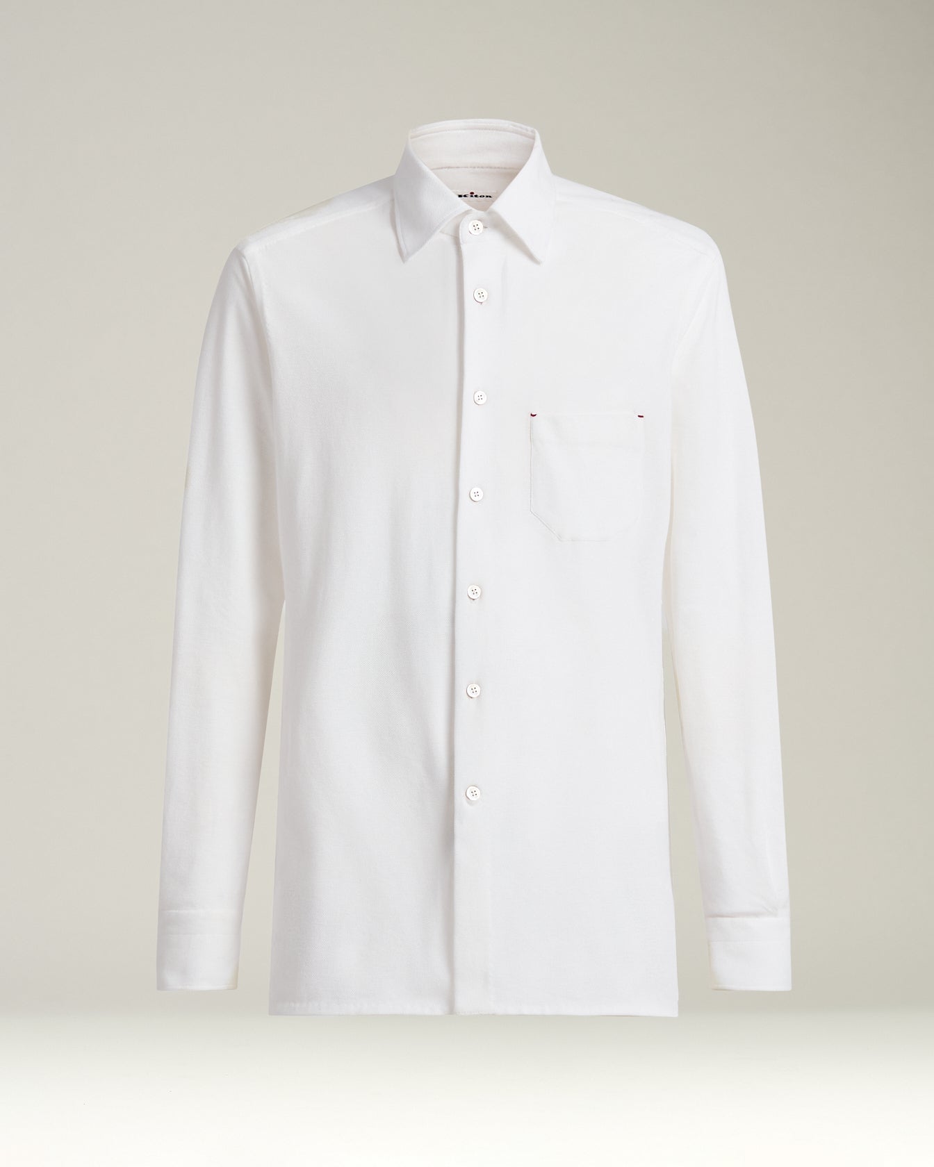Kiton Nerano Shirt Jerseyhemd Weiß Baumwolle Druckknopf