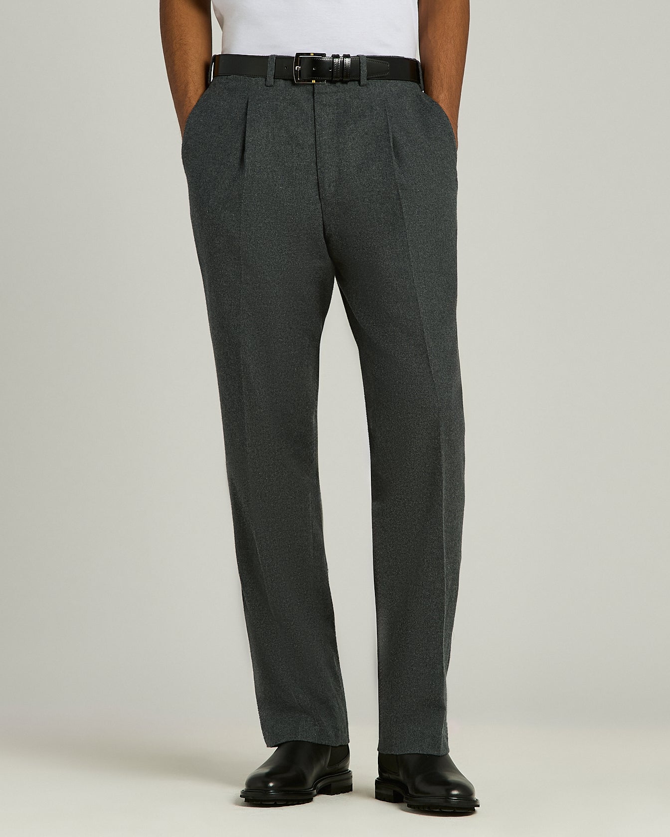 Kiton Gray Cotton Hose Baumwolle Grau Bundfalte