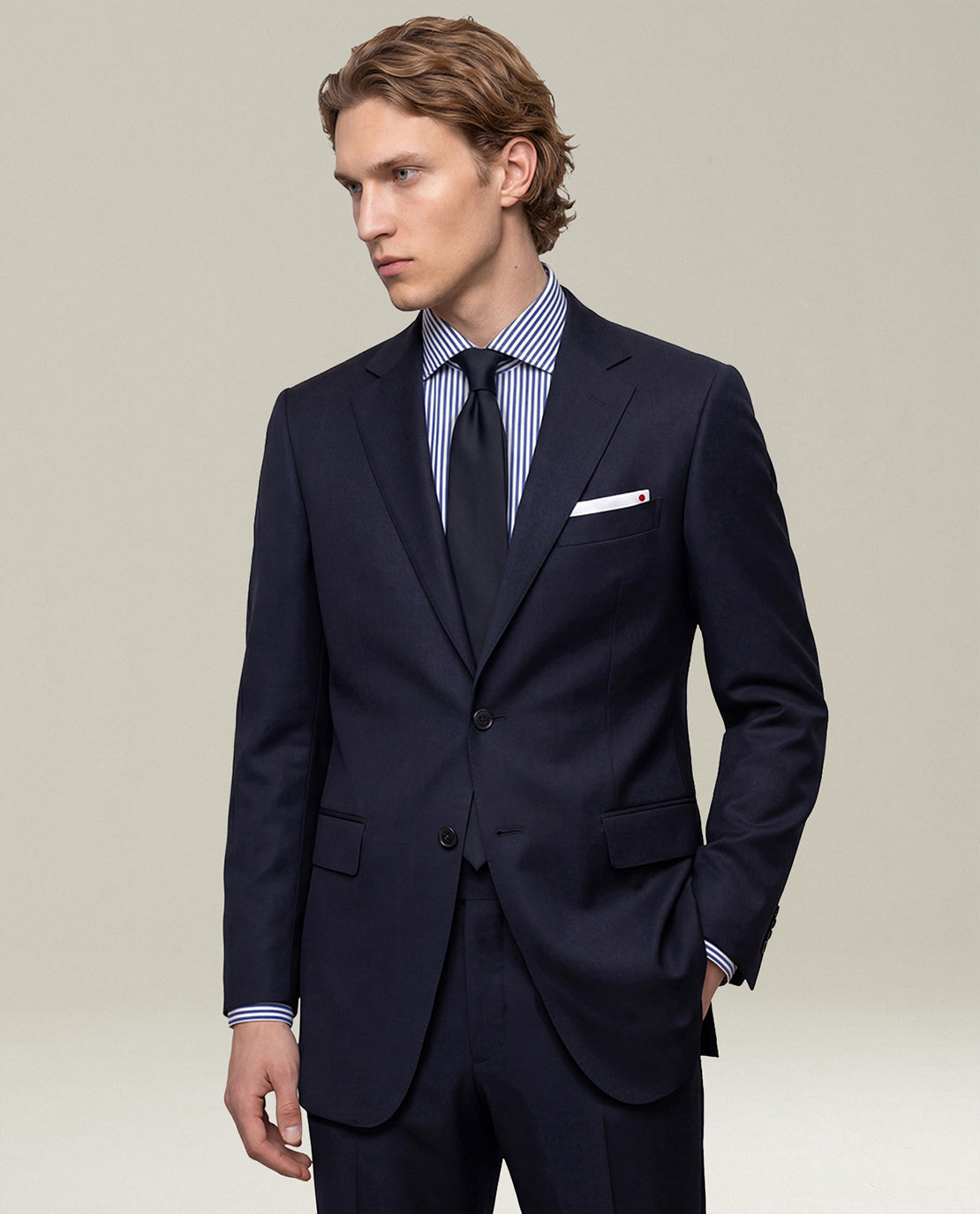 Kiton Ties Wollkrawatte Navy 8,5 cm Seven-Fold