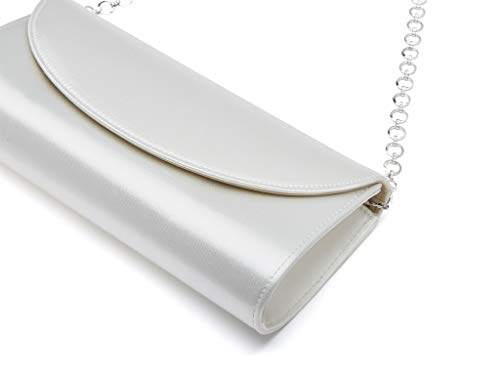 Rainbow Club Handbags Celinde Clutch Ivory Satin Kette